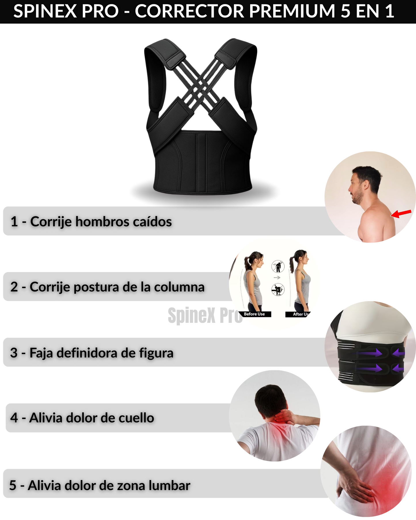 SpineX Pro – Corrector de Postura + Rutina de Ejercicios
